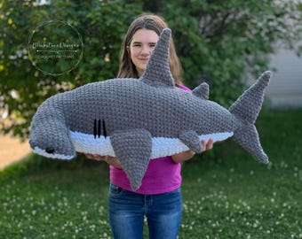 Crochet Pattern: Giant Hammerhead Shark Amigurumi, Crochet Shark Pattern, Hammerhead Shark Crochet, Shark Stuffed Animal Pattern