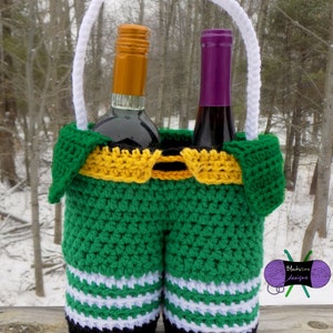 Crochet Basket Pattern, Leprechaun Pants Gift Basket, St. Patrick's Day, Tote, Wine, Holiday Party, Gift, Hostess, Pub, Irish, Kiss Me