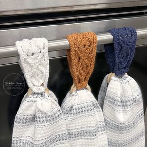 Crochet Towel Holder Pattern, Bavarian Stitch Towel Hangers, Crochet Bavarian Stitch, Mock Macrame Towel Hangers, Textured Crochet Pattern image 5