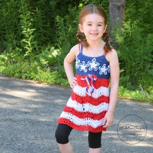 Crochet Sundress Pattern, Stars and Stripes Sundress Crochet Pattern, Fourth of July Crochet, Memorial Day Crochet, Parade Dress, Child Size