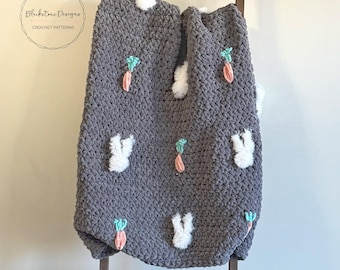 Crochet Blanket Pattern, Fluffy Bunnies Crochet Blanket Pattern, Crochet Baby Blanket Pattern, Crochet Pattern for Easter