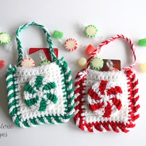 Crochet Pattern: Christmas Candy Treat Bags, Crochet Treat Bag Pattern, Crochet Gift Bag, Last minute crochet gift, Christmas crochet
