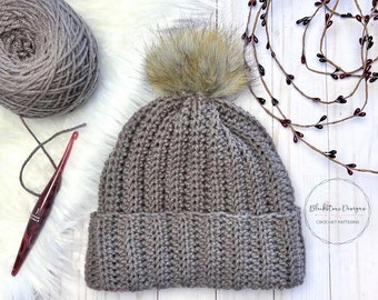 Crochet Hat Pattern, Beginner Half Double Crochet Hat, Beanie crochet pattern, slouch hat crochet pattern