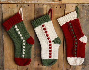 Crochet Stocking Pattern, Snowbobbles Christmas Stocking, Stocking Crochet Pattern