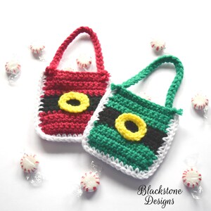 Crochet Bag Pattern, Santa or Elf Belly Treat Bags, Christmas Gift, Christmas Ornament, Santa Ornament, Elf Ornament, Gift Card Holder