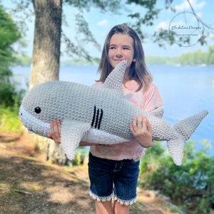 Crochet Pattern: Giant Shark Amigurumi, Crochet Shark Pattern, Great White Shark Crochet, Sharked Stuffed Animal Pattern