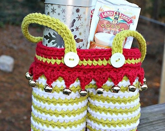 Crochet Pattern: Elf Pants Gift Basket, Crochet Basket Pattern, Crochet Elf, Christmas Gift, Gift Basket, Christmas Elf Pattern, Wine Tote