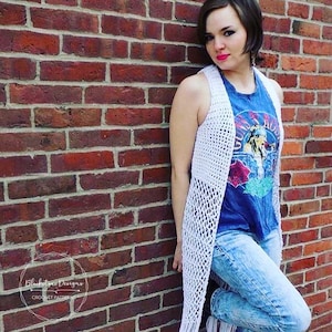 Crochet Vest Pattern, Lyrical Maxi Vest Crochet Duster Pattern, Crochet Maxi Vest, Music Festival wear, Crochet Boho Garments