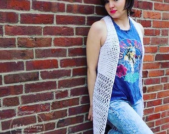 Crochet Vest Pattern, Lyrical Maxi Vest Crochet Duster Pattern, Crochet Maxi Vest, Music Festival wear, Crochet Boho Garments