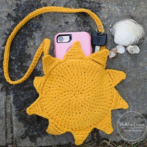 Crochet Pattern: Pocket Full of Sunshine Bag, Crochet Bag Pattern, Small Crochet Bag, Summer Bag, Seashell Bag, Small Beach Bag image 2