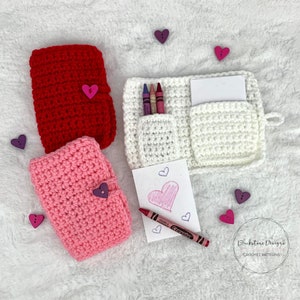 Crochet Book Pattern, Love Notes Valentine, Crochet Valentine Classroom Gift, Party Favor, Travel Toy, Coloring, Kid's Travel, Vacation