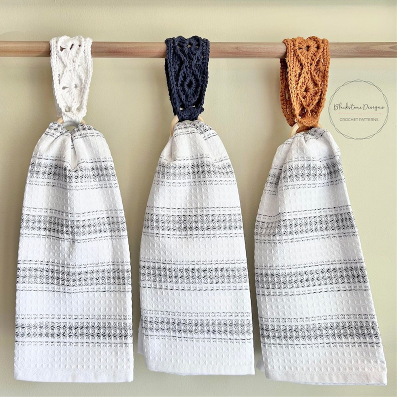 Crochet Towel Holder Pattern, Bavarian Stitch Towel Hangers, Crochet Bavarian Stitch, Mock Macrame Towel Hangers, Textured Crochet Pattern image 3