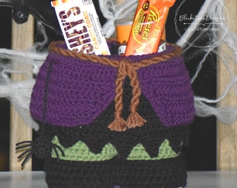 Crochet Pattern: Wicked Witch Gift Basket, Crochet Basket Pattern, Halloween Trick or Treat Bag, Halloween Basket, Crochet Wine Basket