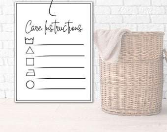 Printable Laundry Tags, Laundry Care Tags for Handmade Items, Fill in Laundry Tags, Personalized Tags for Handmade Gifts