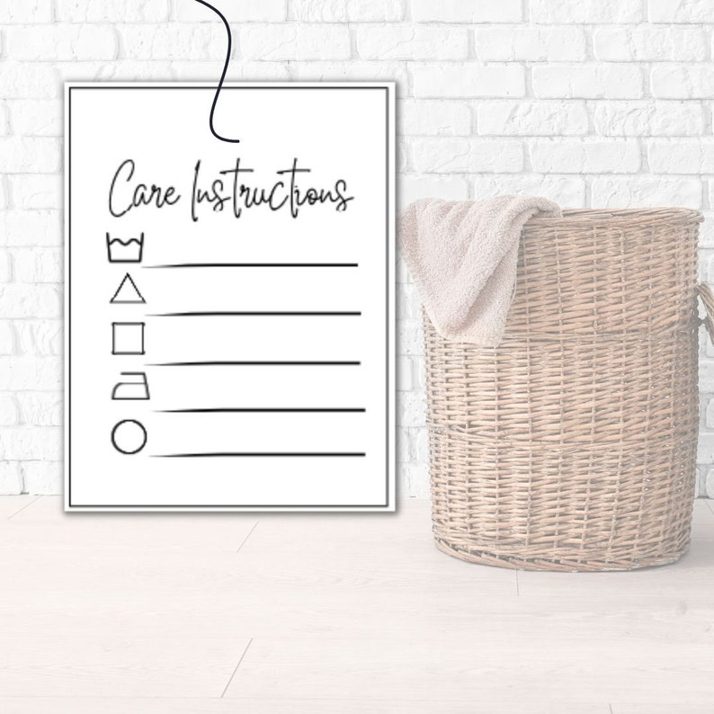 Printable Laundry Tags Laundry Care Tags for Handmade Items - Etsy