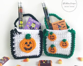 Crochet Halloween Pattern, Halloween Pumpkin Treat Bags, Crochet Trick or Treat Bag, Crochet for Halloween, Crochet Pumpkins