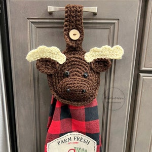 Crochet Towel Hanger Pattern, Moose Towel Hanger, Crochet Towel Holder, Crochet Towel Rings, Crochet Moose Patterns