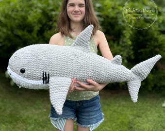 Crochet Pattern: Giant Shark Amigurumi, Crochet Shark Pattern, Great White Shark Crochet, Sharked Stuffed Animal Pattern
