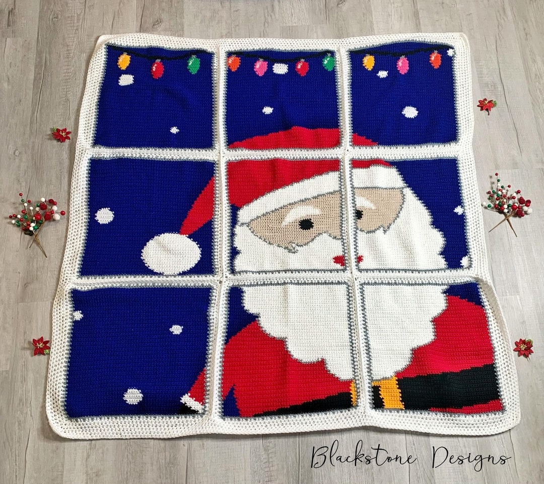 Santa Window Pane Afghan PDF Crochet Pattern ONLY Crochet