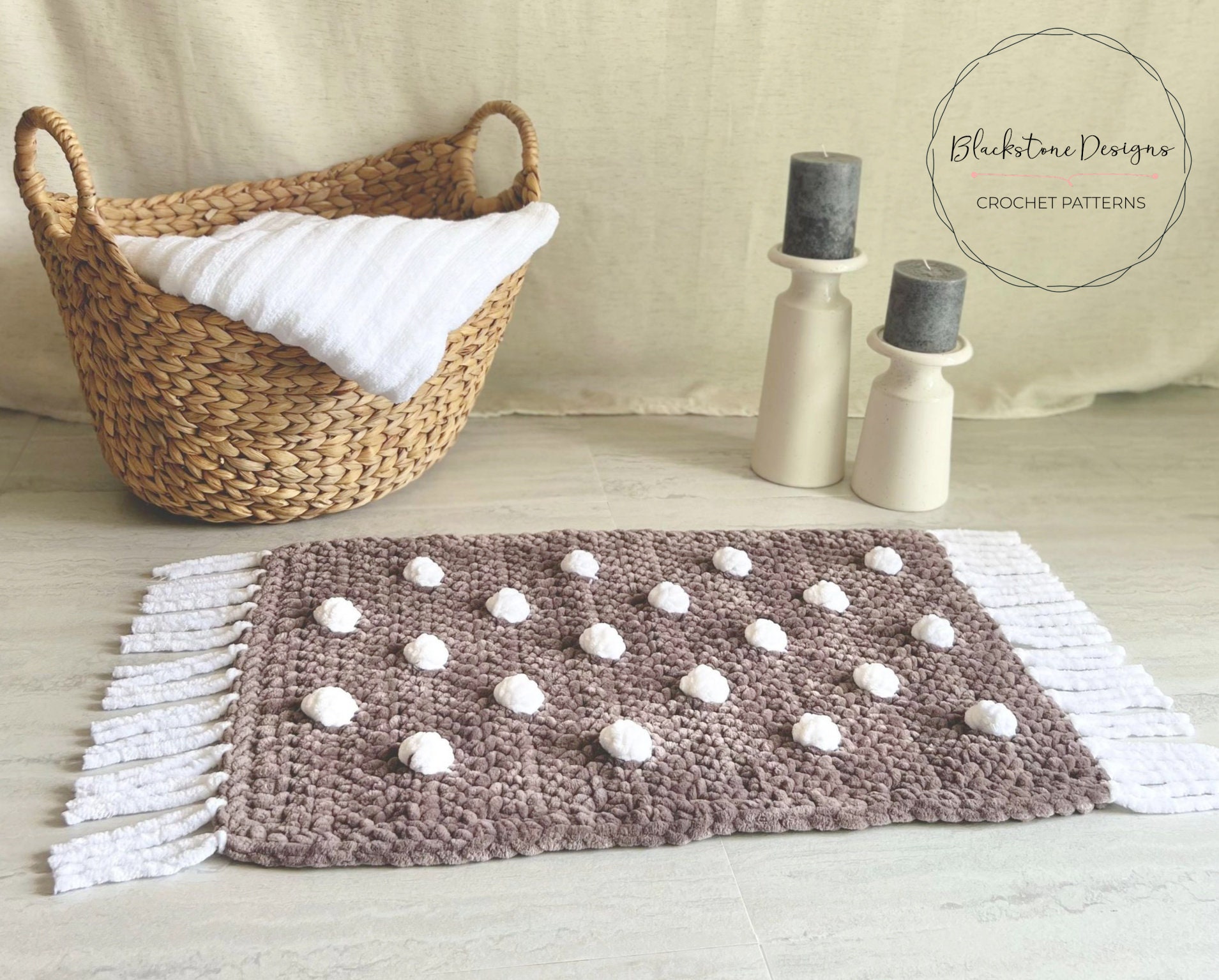 30 Chenille Yarn Crochet Patterns for Soft Plushies, Cozy Decor, and Cute Gifts 33 Plush Pom Bath Mat Crochet Pattern