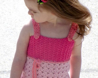 Crochet Tank Top Pattern, Gracie Lace Tank BABY, Summer, Tank Top, Girls, Lace Up