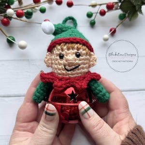 Crochet Ornament Pattern, Elf Jingle Bell Ornament, Crochet Christmas Ornament Pattern, Crochet Elf Ornament, Christmas Crochet Patterns