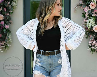 Crochet Cardigan Pattern, Oversized Granny Stitch Cardigan for Adults, Oversized Crochet Cardigan Pattern, Lightweight Cardigan Pattern