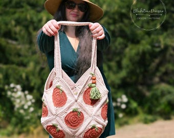 Crochet Tote Bag Pattern: Easy 13 Granny Square Tote Bag Crochet Pattern, Crochet Granny Square Market Bag, Granny Square Bag Pattern