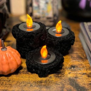 Crochet Candle Pattern, Flameless Melted Candles, Crochet Candles for LED tealights, Faux Candles, Tealight Candle Holders, Halloween Decor