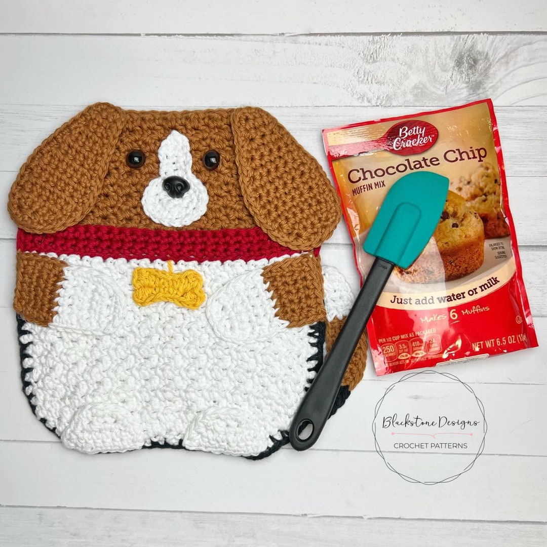 Crochet Pot Holder Pattern, Beagle Pot Holder, Puppy Dog Pot Holder