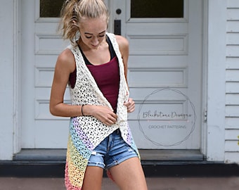 Crochet Vest Pattern, Sublime Vest ADULT, Boho Vest Crochet Pattern, Crochet Cascade Vest, Crochet Swing Vest