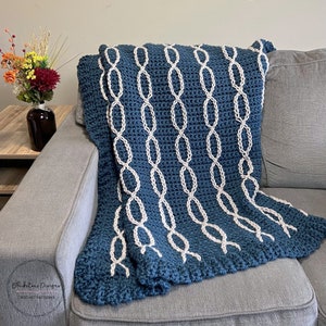 Crochet Blanket Pattern, Sawyer&#39;s Blanket crochet Afghan, Cabled Afghan crochet pattern, crochet blanket with cables pattern