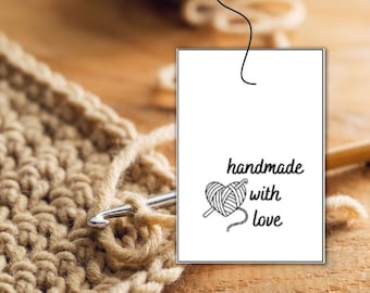 Printable Gift Tags, Handmade with Love Tags, Gift Tags for Handmade Items, Handmade Crochet Gift Tags