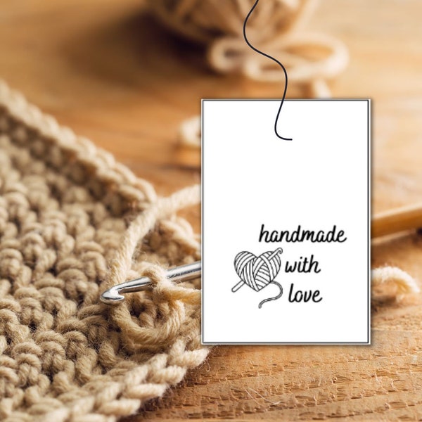 Printable Gift Tags, Handmade with Love Tags, Gift Tags for Handmade Items, Handmade Crochet Gift Tags
