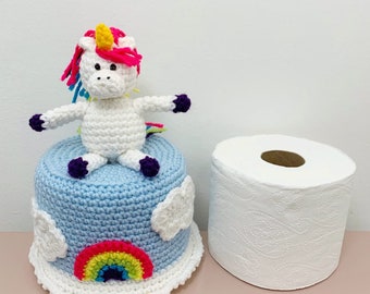 Crochet Pattern: Unicorn Toilet Paper Cover, Crochet Toilet Paper Cover Pattern Unicorn, Toilet Paper, Bathroom Decor, Rainbows