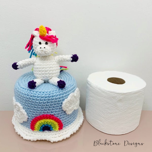 Crochet Pattern: Unicorn Toilet Paper Cover, Crochet Toilet Paper Cover Pattern Unicorn, Toilet Paper, Bathroom Decor, Rainbows