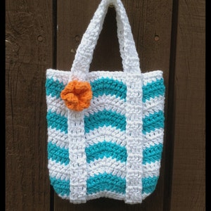 Crochet Bag Pattern, Splish Splash Mini Tote, Summer, Beach, Ocean, Travel, Bag, Purse, Chevron