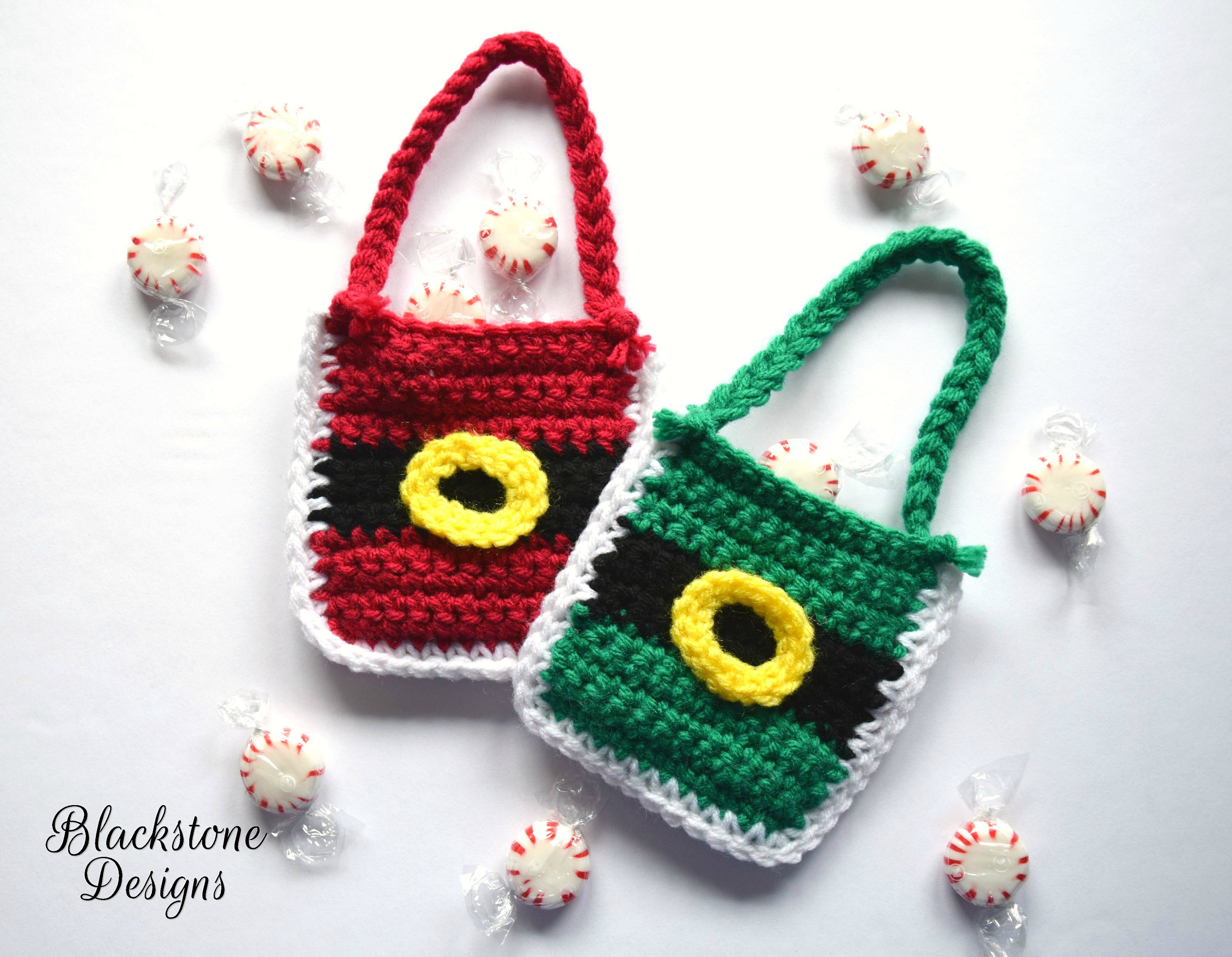 Crochet Bag Pattern, Santa or Elf Belly Treat Bags, Christmas Gift, Christmas Ornament, Santa Ornament, Elf Ornament, Gift Card Holder