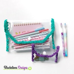 Crochet Pattern: Clear Envelope Pouch, Crochet Pouch Pattern, Back to School, Pencil Case, Crayon Pouch, Kindergarten, School, Pencil Holder