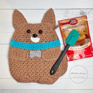 Crochet Potholder Pattern, Chihuahua Pot Holder, Puppy Dog Pot Holder, crochet pot holder with pocket, Crochet Corgi Pattern, Crochet Dogs