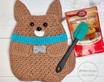 Crochet Potholder Pattern, Chihuahua Pot Holder, Puppy Dog Pot Holder, crochet pot holder with pocket, Crochet Corgi Pattern, Crochet Dogs