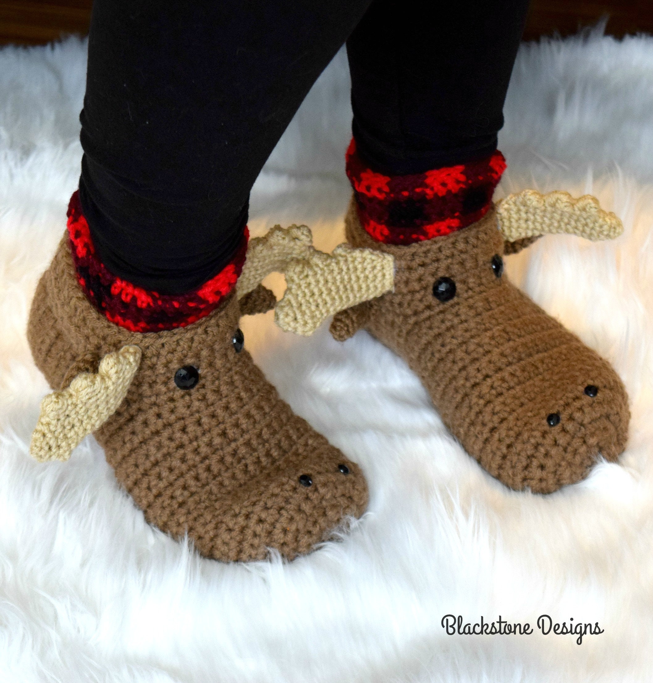 alkove Sanders kinakål Crochet Slippers Pattern for Moose Slippers ADULT Size PDF - Etsy