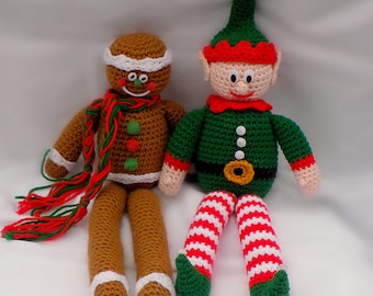Crochet Pattern: Christmas Mantle Sitters, Crochet Decor Pattern, Christmas Decor, Christmas Characters, Decorations, Elf, Gingerbread