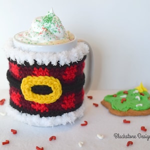 Crochet Cozy Pattern, Plaid Santa Mug Wrap, Plaid Mug Sweater, Plaid Mug Cozy, Plaid Coffee Sleeve, Crochet Plaid, Coffee Sleeve, Santa