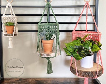 Crochet Plant Hanger Pattern, Easy Boho Plant Hanger, Crochet Plant Hammock, Crochet Plant Shelf, DIY Crochet Plant Cozy