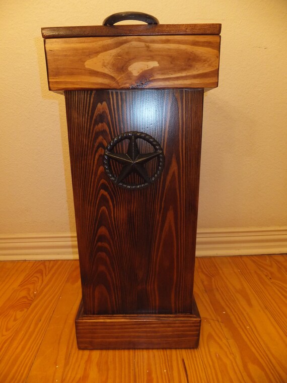 Bathroom Rustic Wood Trash Can Etsy