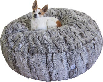 Luxury Dog Bed - Large Chocolate Swirl Faux Fur