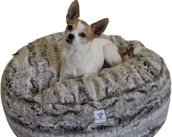 Luxury Dog Bed - Small Chocolate Swirl Faux Fur