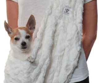 Dog Sling - White Faux Fur
