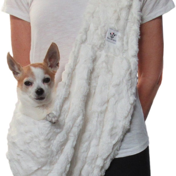 Dog Sling - White Faux Fur